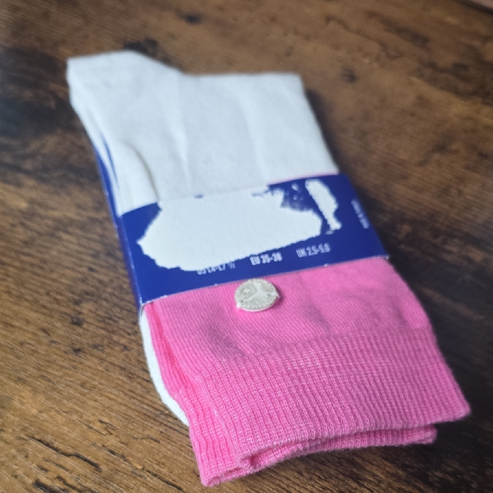 Birkenstock Pink and White Women's Casual Socks Size L4 - L7.5